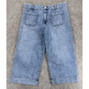 LC Lauren Conrad Super High Rise Wide Leg Crop Jean Womens 20W Blue Patch Pocket